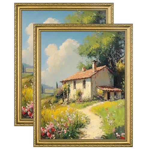 eletecpro 11x14�C���` �ʐ^�t���[�� 2�Z�b�g �K���X�t���r���e�[�W�t�H�g�t���[�� �؂₩�ȃS�[���h�t���[�� 11x14�C���` �f�B�X�v���C8x10�C���` �}�b�g�t���ʐ^ 11x14�C���` �}�b�g�Ȃ� ���܂��͕ǂ̑����p �S�[���h