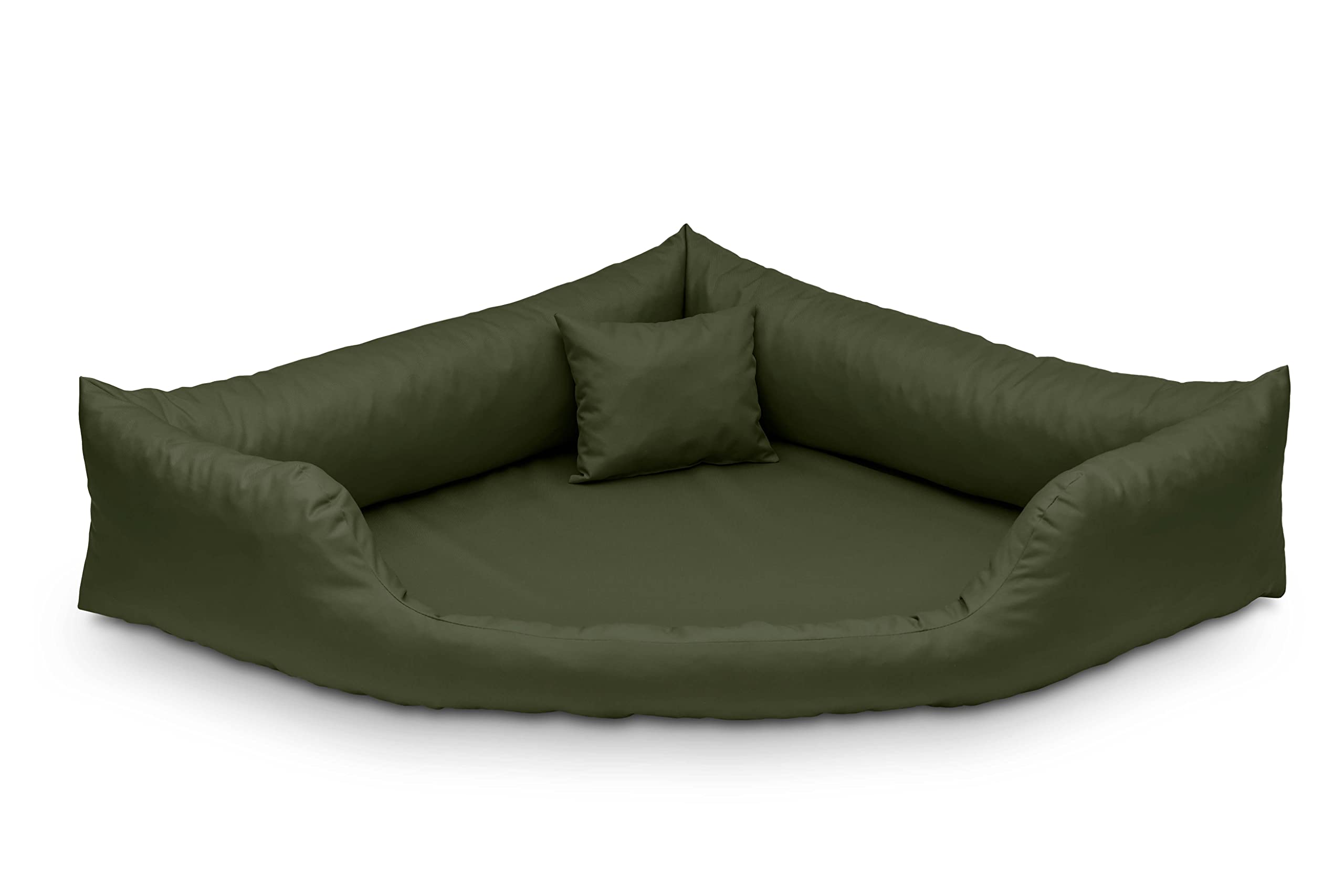 Juelle Cama Ortopédica para Perros, Cama Esquinera para Perros con Colchón Ortopédico para Perros Grandes, Funda Extraíble, Lavable a Máquina Dakota 2XL (130 x 95 cm, Caqui)