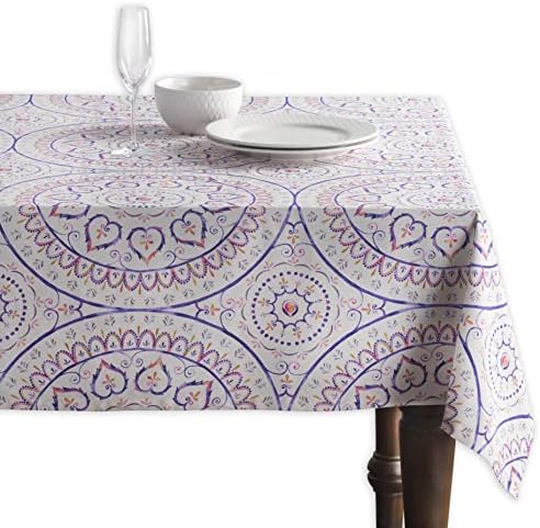 Maison d' Hermine Tablecloth 100% Cotton 60"x120" Decorative Rectangle Tablecloths Washable Table Cover for Gifts, Home, Wedding, Restaurant, Buffet Party & Camping, Mandala -Spring/Summer