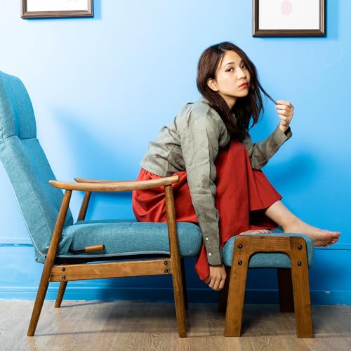 Releve オットマン スツール (足置き台 椅子/Blue) おしゃれ 天然木 北欧 デザイナー チェア フットレスト (ファブリック 耐久性)