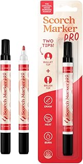 Scorch Marker - Wood Burning Marker, 2 in 1 Pyrography Kit for Adults, Woodburning Tool for Crafts, Stencils & Letters, DIY Pen Kit with Brush & Bullet Tips, Engraving Pen for Wood Burning, 3 Pack