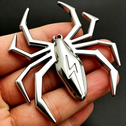Image of 3D Spider Chrome Emblem Badge Sticker Decoration for Car, Truck, Motorcycle, RV, Scooter, SUV, Door, Window (Silver Flash Spider)