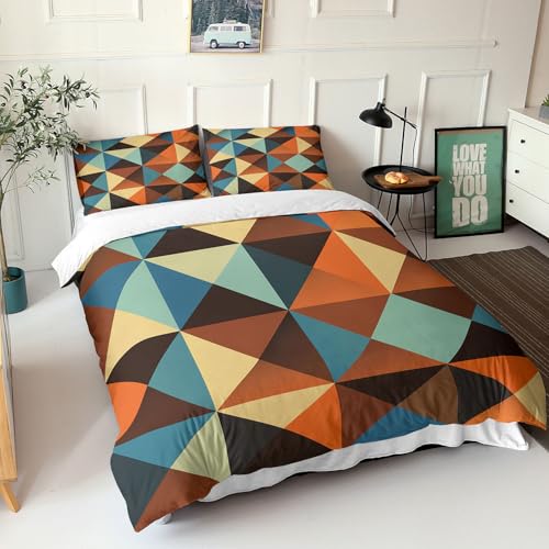 Parure de lit 140x200 patchwork géométrique pour chambre d'ado moderne - 4