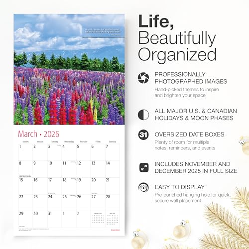 Image of RED EMBER Inspiration with Motivational Quotes 2026 Wall Calendar 12 Month | 12 inch x 24 inch Open | Thick & Sturdy Paper | Holiday Gift | Nature Calendar 2026