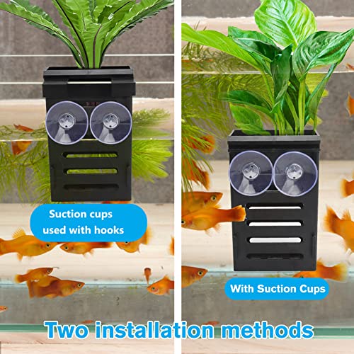 Jcabin Aquarium Plant Holder 2 Pack With 4 Pcs Suction Cups, Plastic Aquatic Plant Pot With Hole For Fish Tank Aquarium Hanging Plant Cultivation And Aquarium Decor, 3 Holder Size To Adapt #TOP1