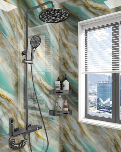 Image of WALLVEAR PE Foam Marble Wall Panel Sheet | Self Adhesive DIY Wall Covering (8, Green)
