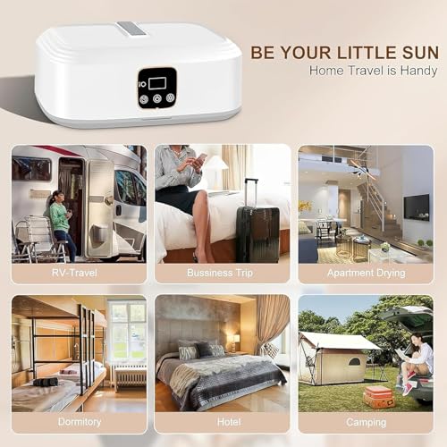 Image of Portable Electric Clothes Dryer with Foldable Garment Drying Bag, Digital Control Panel and Hanging Air Circulation Unit | Compact Towel and Clothing Drying Machine for Home and Travel