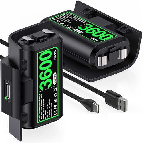Image of DXKK Controller Battery Pack for Xbox Series X /S, 2 Pack Rechargeable Battery for Xbox One /Elite with Controller Cover & USB-C Cable