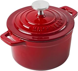 1 Quart Premium Enameled Cast Iron Mini Dutch Oven, Red - ENMDO01QTRED