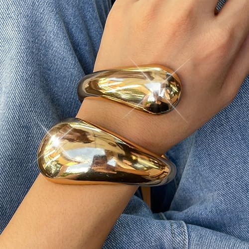 YANCHUN Gold Bangles for Women Bangle Bracelets Chunky Bangles Bracelets Non Tarnish Gold/Silver Bracelet for Women Trendy Jewelry Gift2