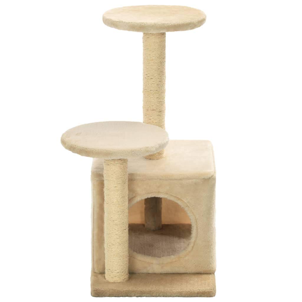 Katzen-Kratzbaum mit Sisalsäulen 60 cm Beige für Kätzchen | Kompakte Kletterhilfe fürs Wohnzimmer mit Kuschelhöhle, Aussichtsplattform und robustem Sisal zum Krallenschärfen.
