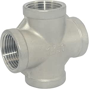 1-1/4" Stainless Steel 4-Way Cross Coupling - 2 Pack Threaded Pipe Fittings For Plumbing & DIY Projects