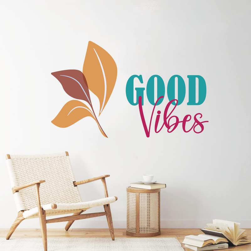 Image of Kotart - Leaf and Good Vibes Prited PVC Vinyl Wall Stickers /Decals for Home Office Kids Room Living Room Bedroom and Studio Wall