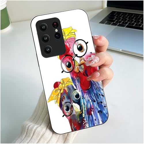 Branwen for Samsung Galaxy S22 Ultra Case 6.8 inch ase Bow Glasses Chicken Duo Glossy Smooth Hard Finish Unique Playful Whimsical Cartoon Farm Animal Art Supporters