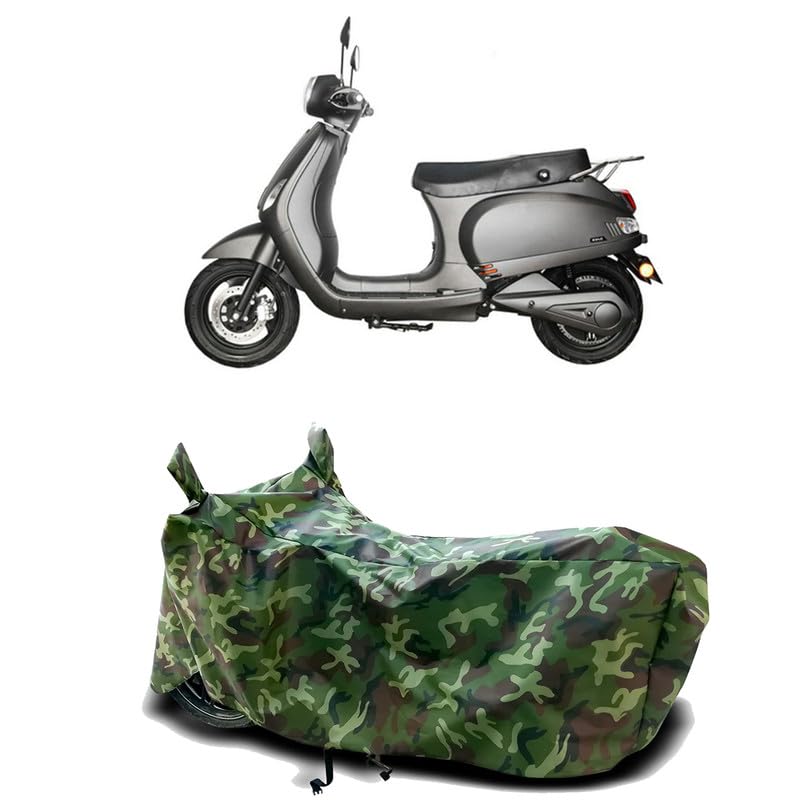 Image of DUFFEL-100% Heat Protection Two Wheeler Bike /Scooty Body Cover for Benling Aura Water Resistance /UV-Rays /Birds Dropping /Scratchproof /Dust Proof /Waterproof[Green Jungle Print]