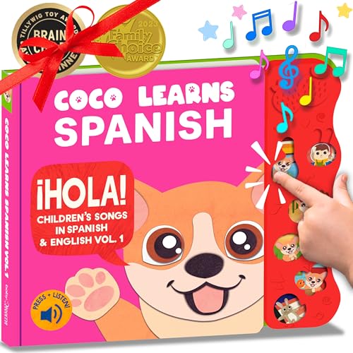 Image of Coco Learns Spanish Vol. 1 | Musical Spanish Books for Kids 1-3, Spanish Toys for Babies & Toddlers 1-3, Baby & Toddler Spanish Books, Bilingual Learning Toys for 1 Year Old, Libros Para Bebes Español