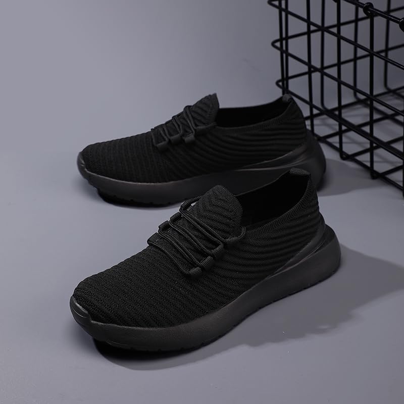 Running Shoes for Women Slip on Casual Walking Tennis Sneakers Non Slip Breathable Lightweight Mesh Workout Gym Hiking Sports Trainers All_Black Size US 8.5 - Image 6