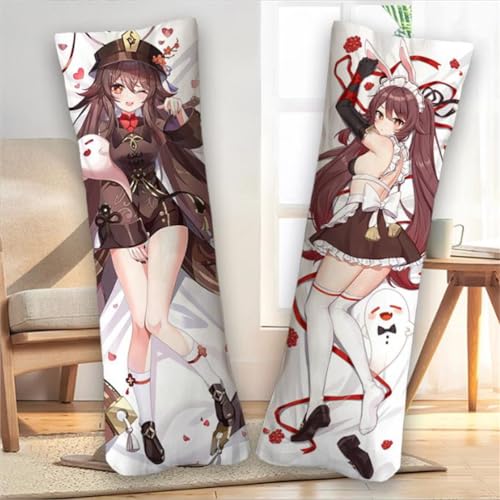 Xingbiyou Anime Dakimakura Genshin Impact Hu Tao Taie d'oreiller, 50x150cm, Corps Taie d'oreiller Double Face (B)