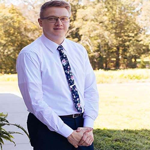 Image of Mantieqingway Floral Ties for Men Skinny Cotton Tie Flower Necktie