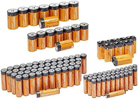 Amazon Basics 108-Count Alkaline Battery Super Value Pack - 48 AA + 36 AAA + 8 C + 8 D + 8 9 Volt