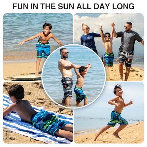 Image of Kanu Surf Boys' Victor Stripe Quick Dry Beach Board Shorts Swim Trunk