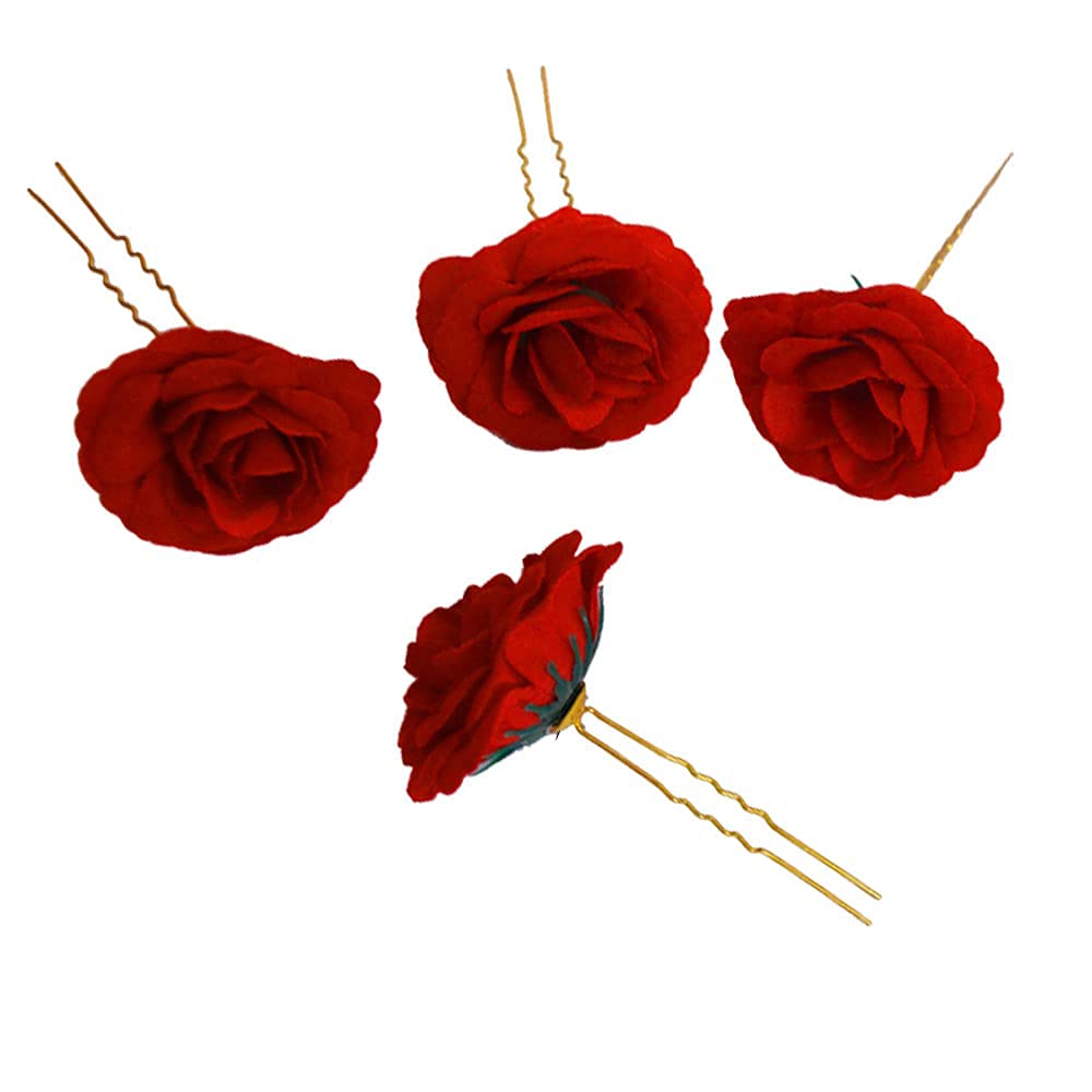 Shivoham Trendy fashionWedding Emporium Red Rose Flower Hair Accessory/Hair Bun/Jura Pin For Women and Girls (Pack of 3) (B0BC22CJ2M) Amazon Price History, Amazon Price Tracker
