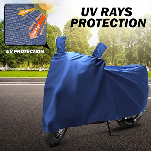 Image of SMARTT Bike Cover for Rain with UV Protection & Dustproof, Universal Fit, Water Resistant & All Weather Protection with Two Wheeler Cover|Keeps Bike Cool|Perfect Bike Body Cover|Easy to Fit- Blue