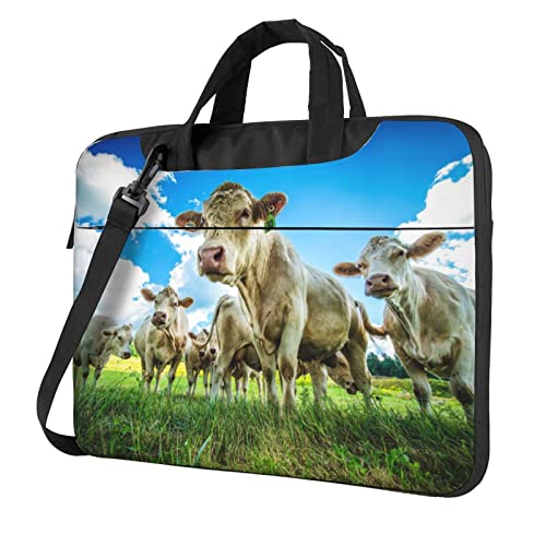 Sac pour ordinateur portable Debou Cow On The Grassland sacoche à bandoulière légère