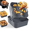 3 Piezas Moldes Silicona Freidora de Aire, Bandeja Silicona Air Fryer para para Cecotec COSORI 5,5L 6L,Philips 6,2L,Ninja 6,2L, Recipientes Cuadrado Accesorios para Freidora de Aire, Microondas, Horno