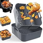 3 Piezas Moldes Silicona Freidora de Aire, Bandeja Silicona Air Fryer para para Cecotec COSORI 5,5L 6L,Philips 6,2L,Ninja 6,2L, Recipientes Cuadrado Accesorios para Freidora de Aire, Microondas, Horno