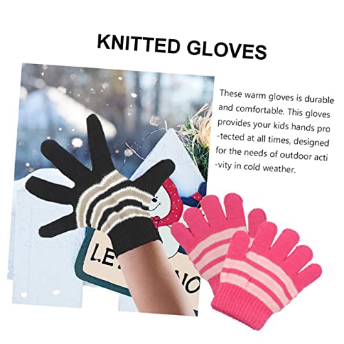 FRCOLOR 6Pairs Warm Knitted Gloves of Full Finger Winter Mittens for Boys and Soft and Comfortable for Cold Weather for Outdoor Activities4