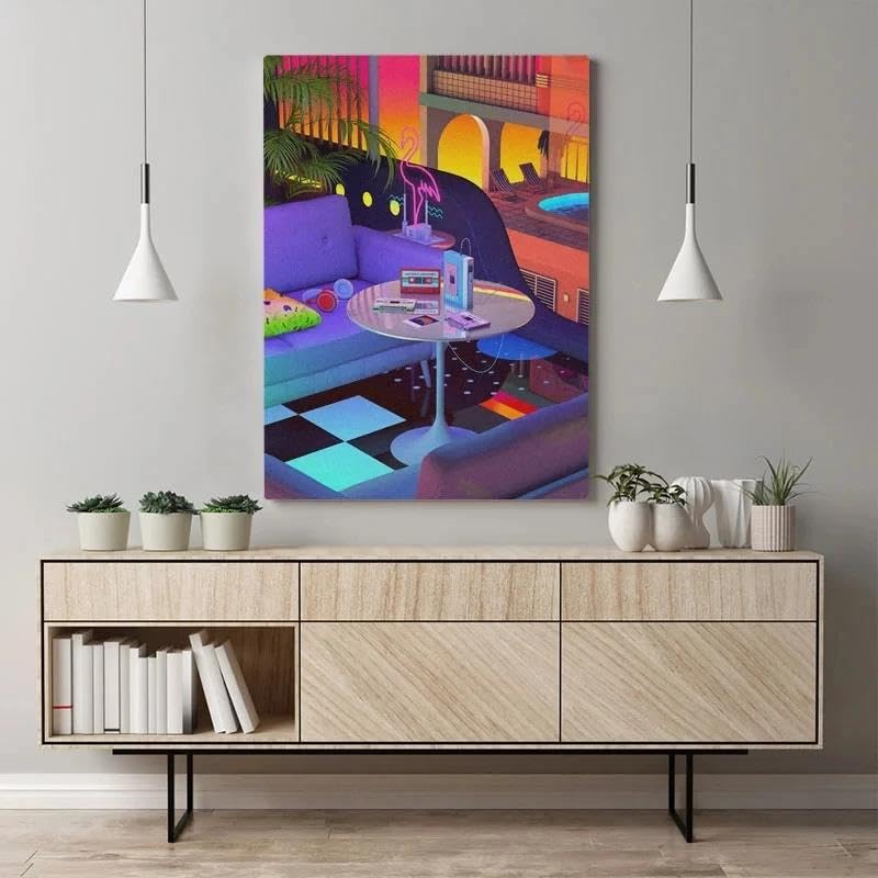 Affiches Hd D'Art Mural De Synthwave Toile Décoration Intérieure Chambre Peintures Rétro 50X70Cm