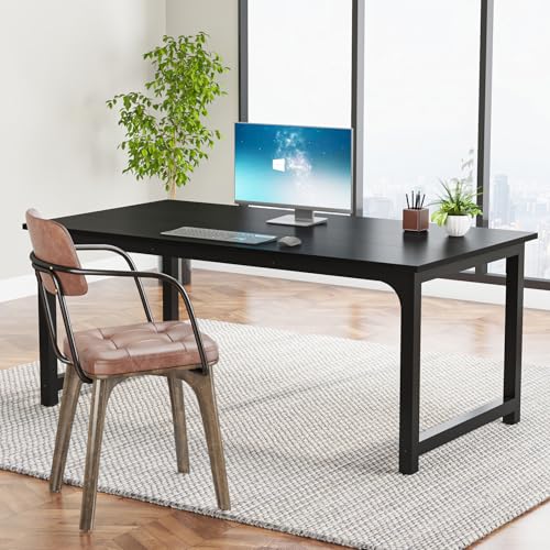 Image of Tribesigns Modern Computer Desk, 63 x 31.5 inch Large Office Desk Computer Table Study Writing Desk Workstation for Home Office, Black