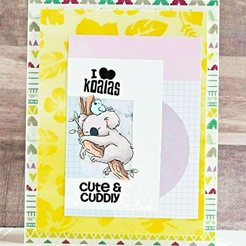 Animals Dies and Stamp Sets for Card Making DIY Scrapbooking Koalas Metal Cutting Die and Transparent Silicone Seal Stamping Stamp for Paper Crafting Handmade Crafts Koala-Ty Time Words Stamps - Image 4
