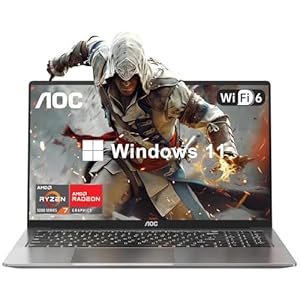 AOC Gaming Laptop with AMD Ryzen 7 5700U Processor(8C/16T, Up to 4.3GHz) 16.1“ FHD Display Laptop Computer with Backlit Keyboard, 16GB RAM 512GB NVMe SSD, WiFi 6, HDMI, USB3.2, Type-C, 53Wh Battery