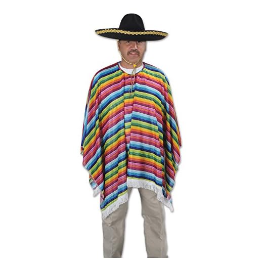 Beistle Cinco De Mayo Mexican Fiesta Serape Poncho Costume Accessory, One Size, Multicolored, Fits
