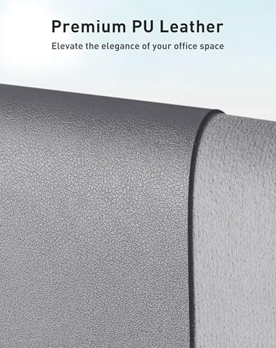 Image of Aothia Faux Leather Desk Mat - Large Mouse Pad, Non-Slip PU Leather Blotter, Waterproof Writing Surface for Office and Home (Light Grey, 42 inch x 17 inch)