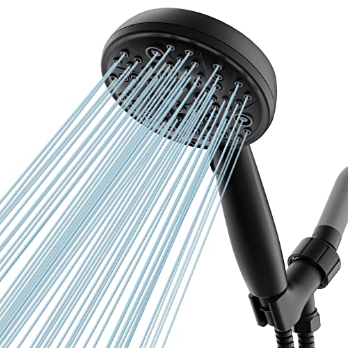 Shower Head With Handheld, 8-Spray Settings Shower Heads High Pressure, Handheld Shower Heads With 71" Stainless Steel Hose & Holder, Matte Black #TOP5