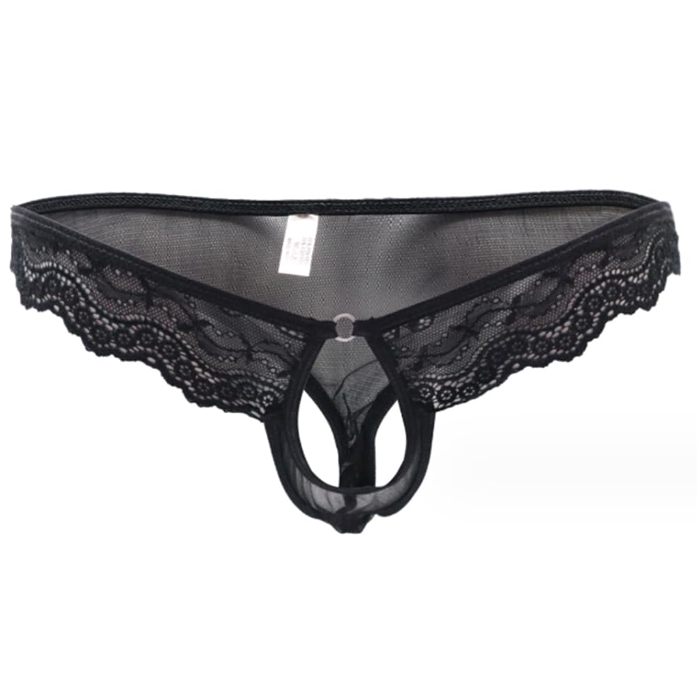 Olins Men's Black Lace Erotic String Thong G-Strings Sexy Jockstrap (,One Size)