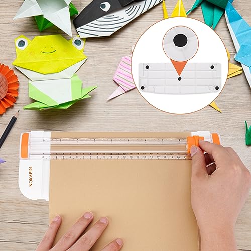 Paper Cutter,Portable Paper Trimmer,12 Inch Paper Slicer Scrapbooking Tool with Automatic Security Safeguard and Side Ruler for Craft Paper,A4 A5 Paper,Coupon, Label and Cardstock (Blue) (Yellow)