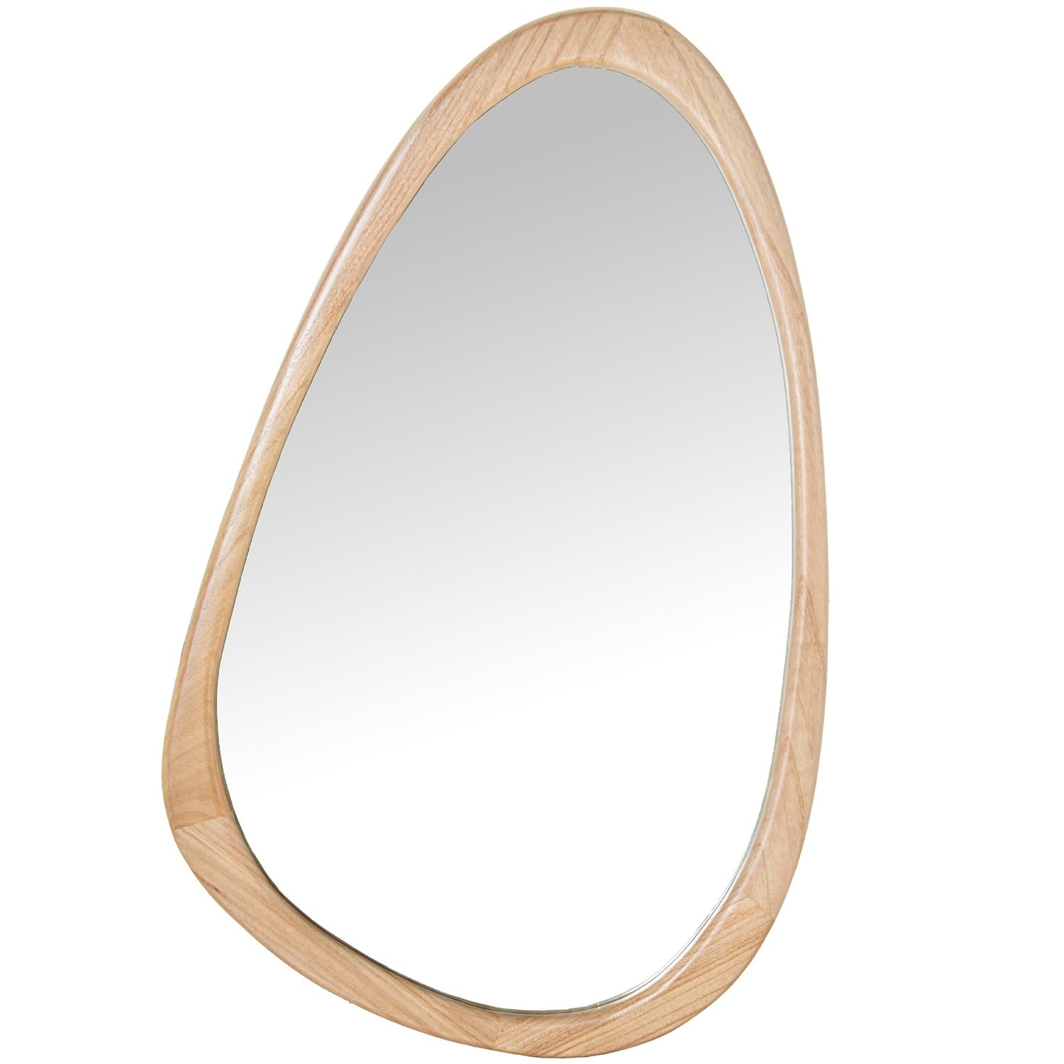 DRW Espejo de Pared con Forma Abstracta de Madera Natural 50x2,5x80 cm