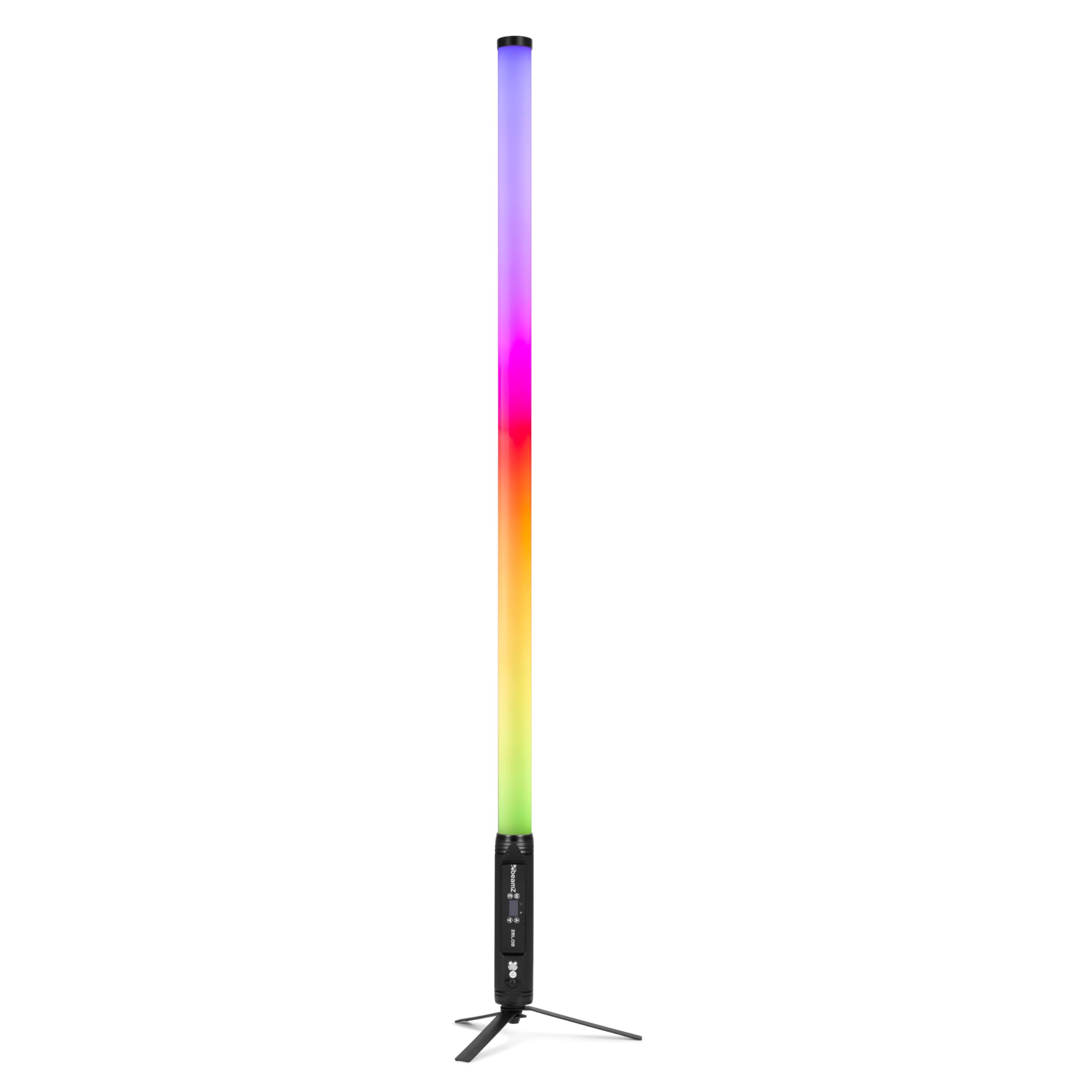 BeamZ Zelos - Akku LED Bar, Tube mit 360° RGBW, IP65 Wetterfest, 12h Akkukapazität, Bühnenlicht, Wireless DMX – Lichtorgel Musikgesteuert – LED Stehlampe für DJ Lichteffekte Partybeleuchtung