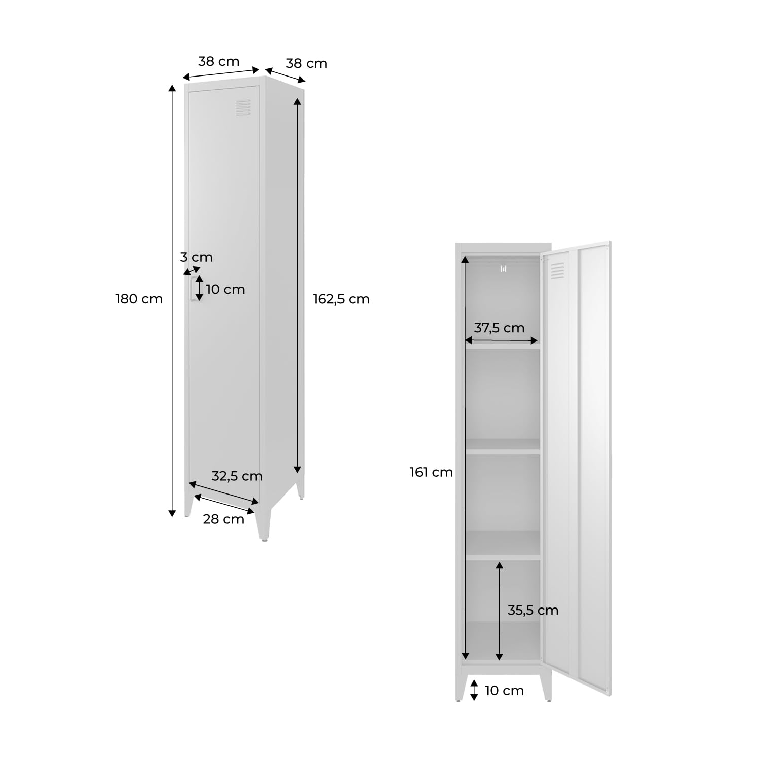 sweeek - Armoire Chambre en Acier Vert Clair. 4 espaces de Rangement. casier