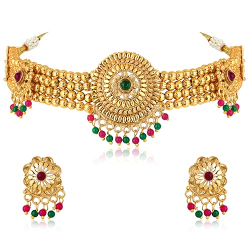 Image of Peora Gold Plated Bridal Jewellery Set with Kamarband Gift for Women Indian Traditional Ethnic Wedding