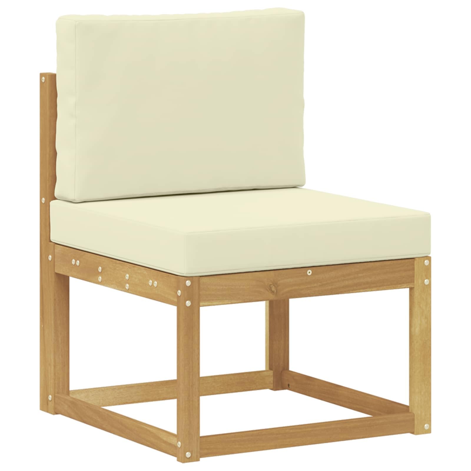 Outdoor-Sofagarnitur 7-teilig Weiß Creme aus massivem Akazienholz, Gartenset mit Tisch, Hocker, Sofas und Kissen, wetterbeständig, modular für Terrasse und Garten