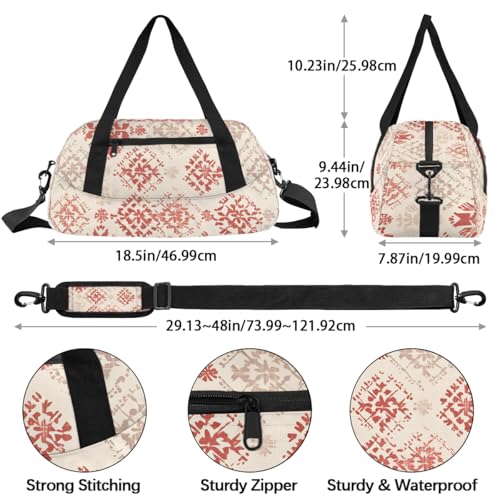 Grunge Geometric Flowers Kids Duffle Bag Boys Girls Small Sport Dance Gym Bag for Overnight Travel Weekender Carry On4