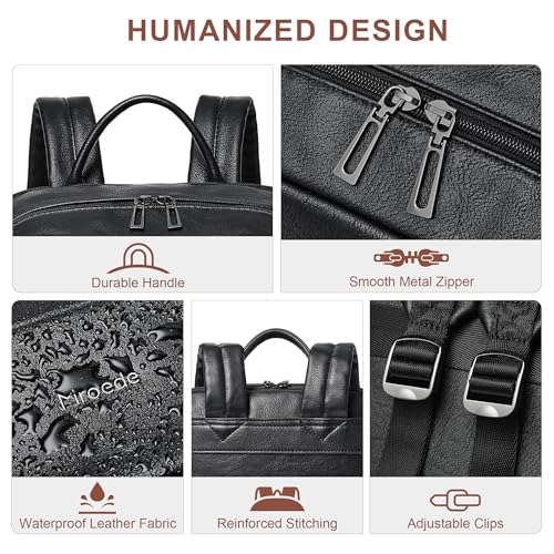 Leather Laptop Backpack for Women 15.6 Inch Laptop Travel Backpack Purse Casual Daypack with Laptop Compartment for College Work Nurse Business Weekender, Black4