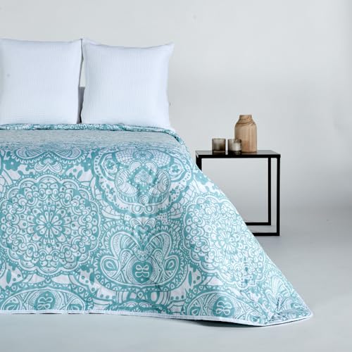 10XDIEZ Edredón ligero sia turquesa (Turquesa Sia - Cama de 105cm)