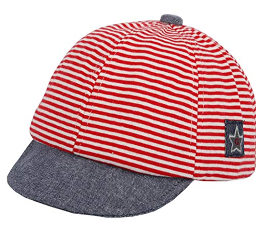 Summer Hat for Baby-Boys Baseball-Cap Striped Sunhat Letter Sun-Protection-Hat (Red, fit 0-12 Months)