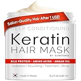 SUNATORIA Korean Keratin Hair Mask for Damaged Hair - Deep Conditioning Treatment with Hydrolyzed Silk, Argan Oil & 8 Amino Acids | Strengthens, Smooths & Nourishes, Sulfate-Free | 8.4 fl oz